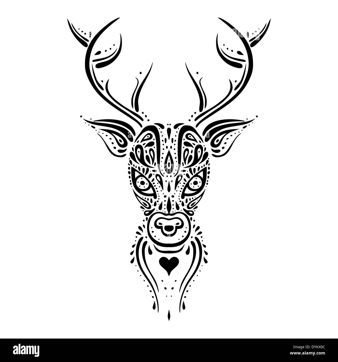 Testa di cervo. Modello etnico. Foto Stock
