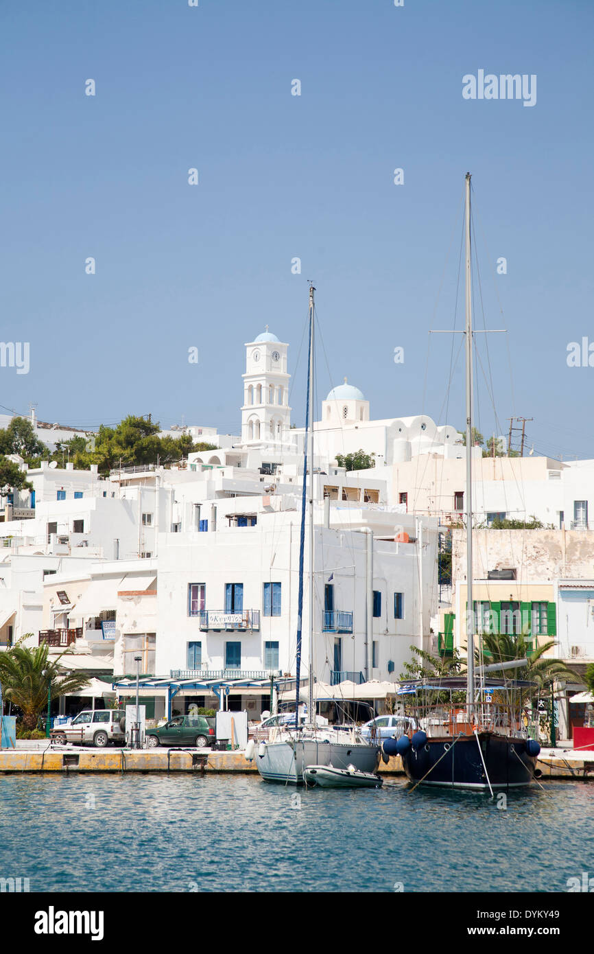 Adamas village, isola di Milos, Cicladi Grecia, Europa Foto Stock