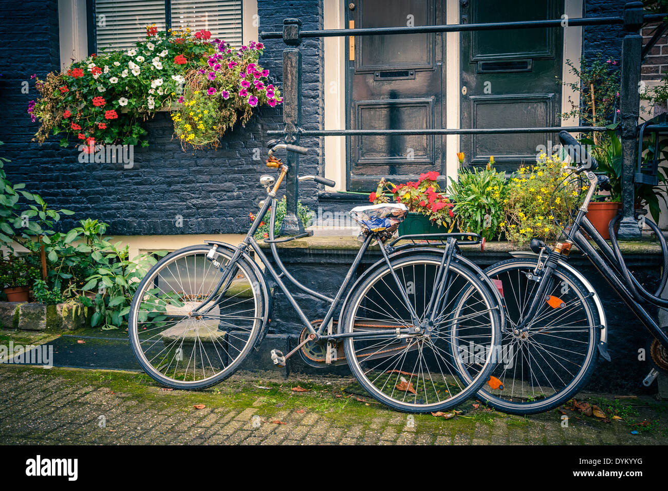 Biciclette in Amsterdam Foto Stock