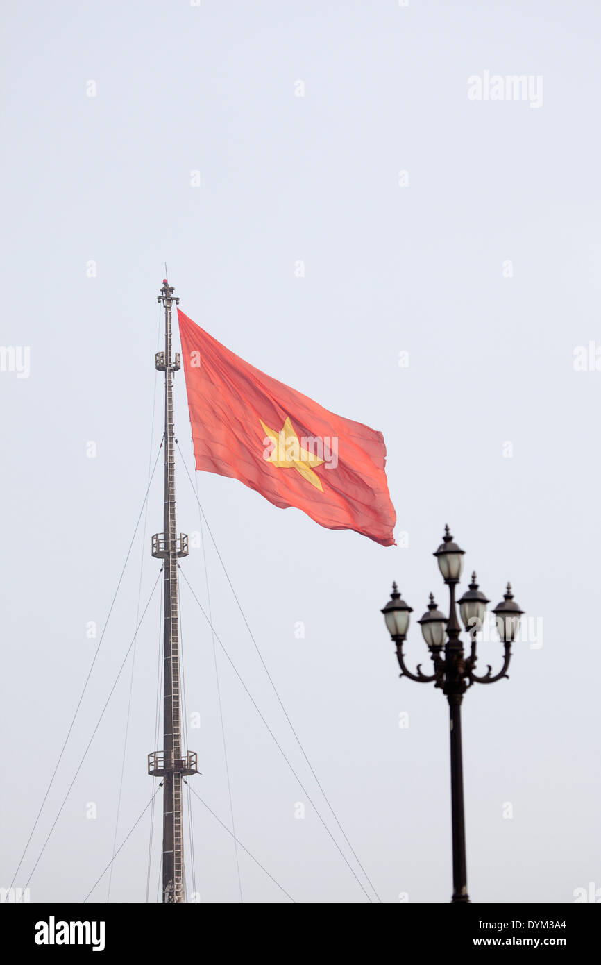 Bandiera nazionale appesa sopra la cittadella di Hue Vietnam Foto Stock