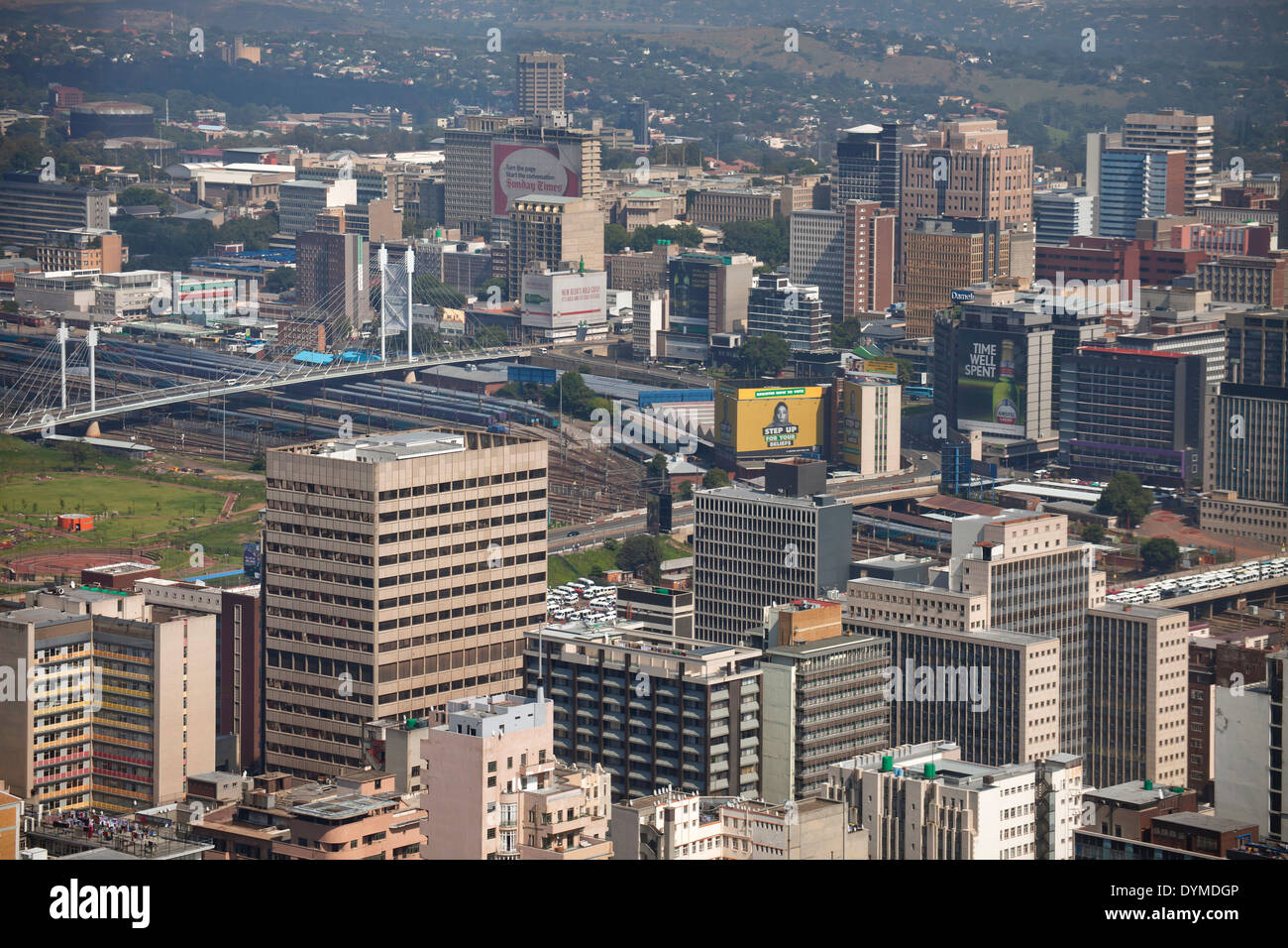 Vista del centro di Johannesburg e il CBD da Carlton Centre Johannesburg Gauteng, Sud Africa e Africa Foto Stock