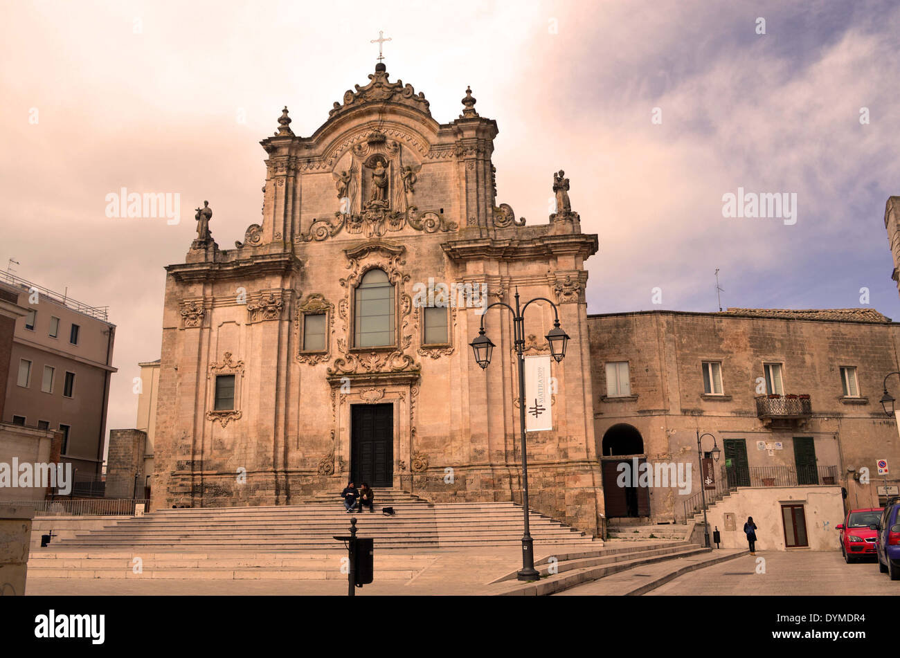 Matera,l'trogladytic città del sud Italia ha oltre 80 chiese, pic. mostra la chiesa di San Francesco di Assisi. Foto Stock