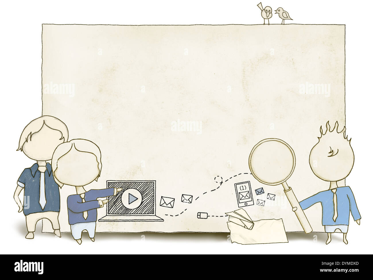 Messaggistica con i Social Media e uno spazio vuoto Foto Stock