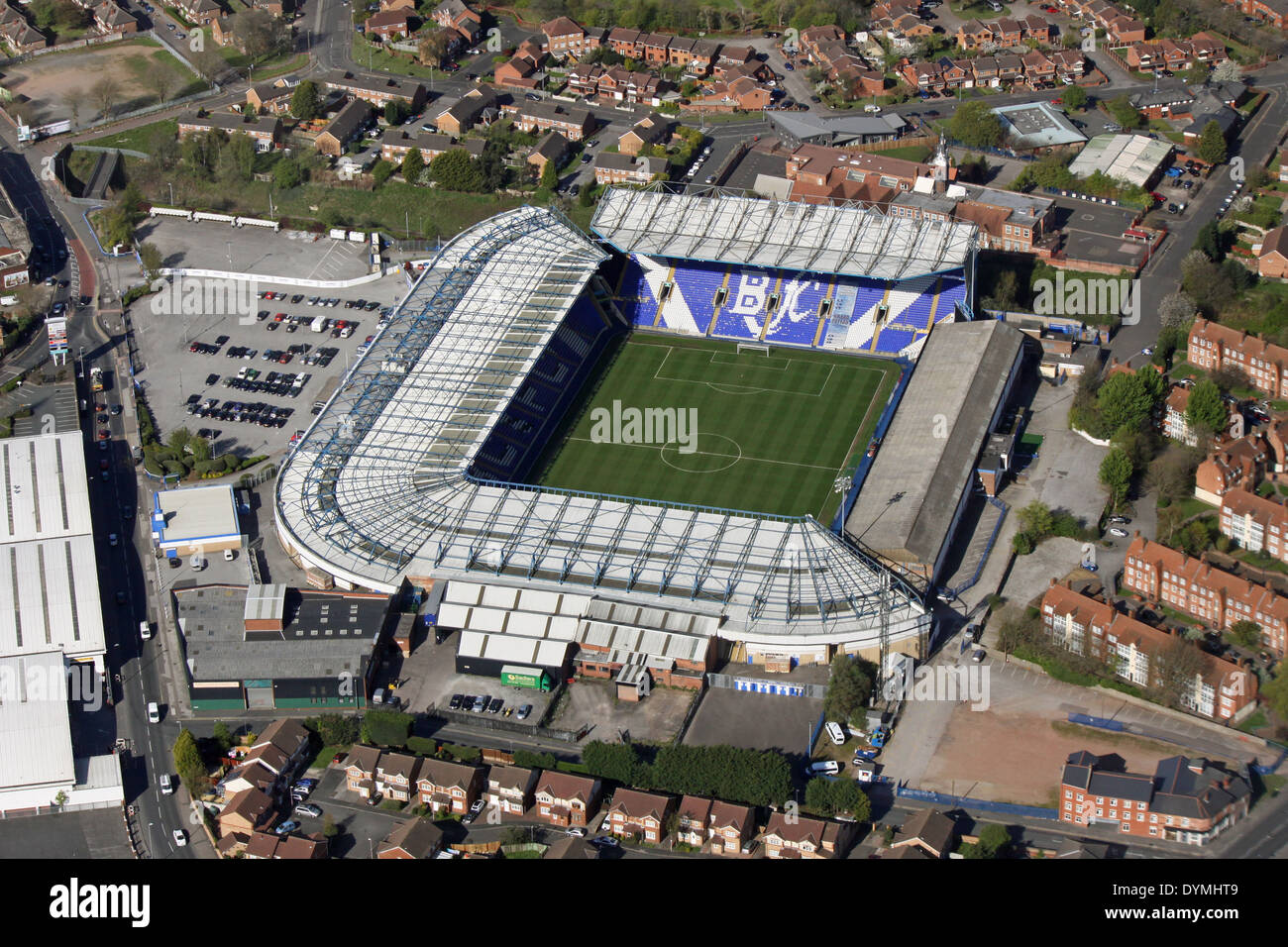Vista aerea di Birmingham City FC football ground St Andrew's Stadium Foto Stock