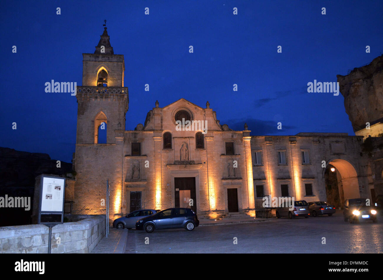 Matera, chiesa di . Che è stata data nuova vita dal 1993 re-juvenating della città dall'UNESCO. Foto Stock