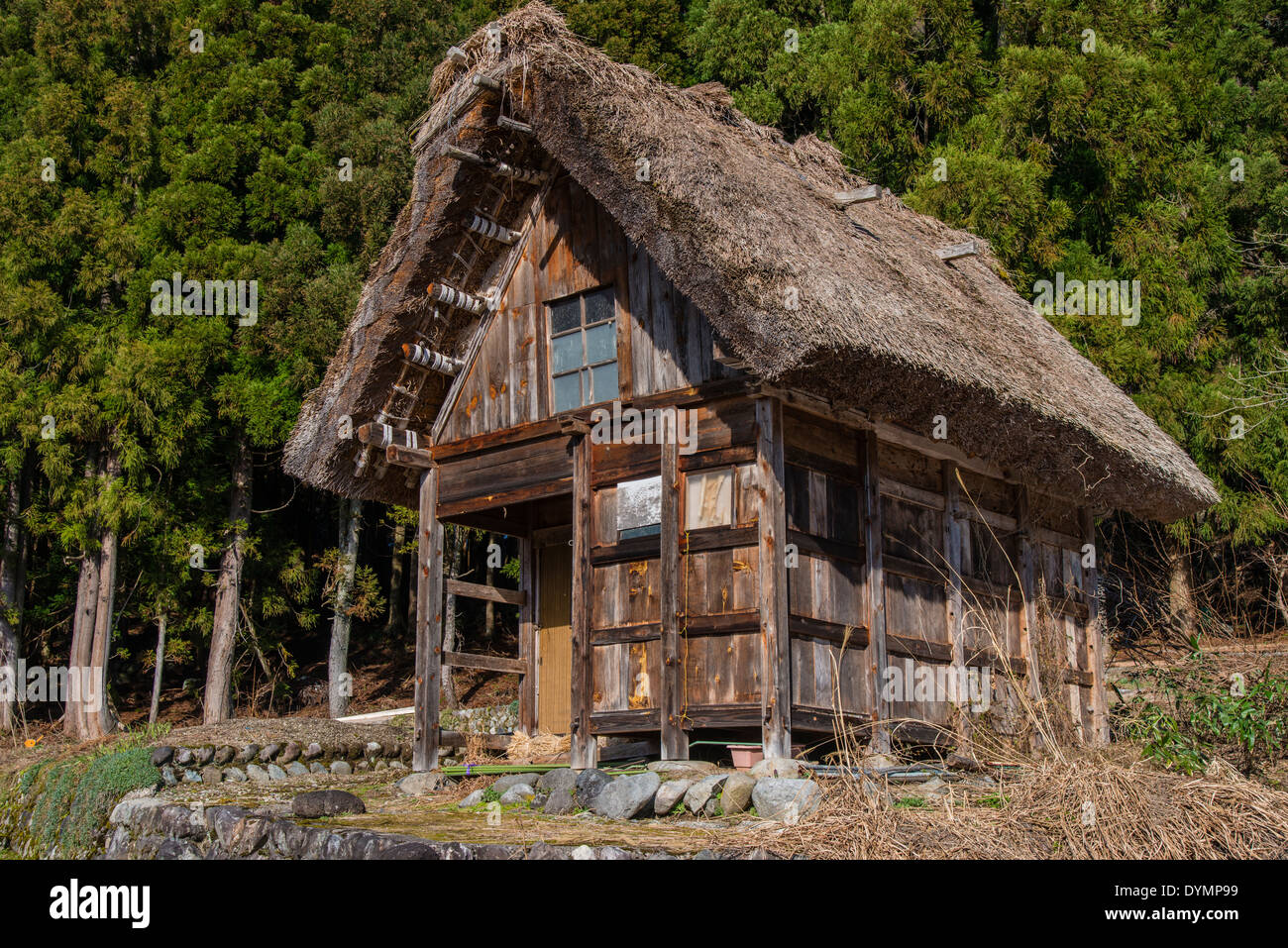 Tradizionale casa colonica nel villaggio rurale di Shirakawago, Prefettura di Gifu, Giappone Foto Stock