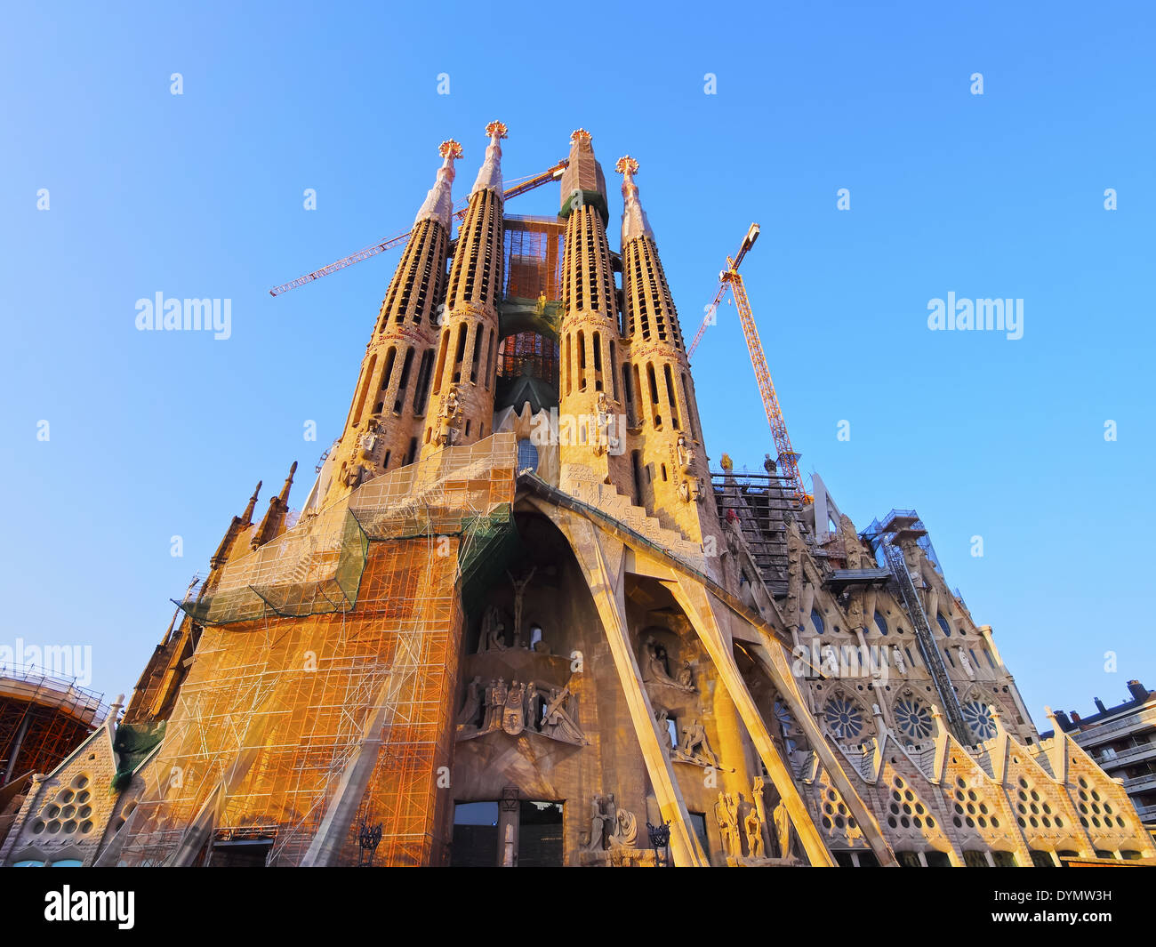 La Sagrada Familia - la famosa chiesa progettata da Antoni Gaudì a Barcellona, in Catalogna, Spagna Foto Stock