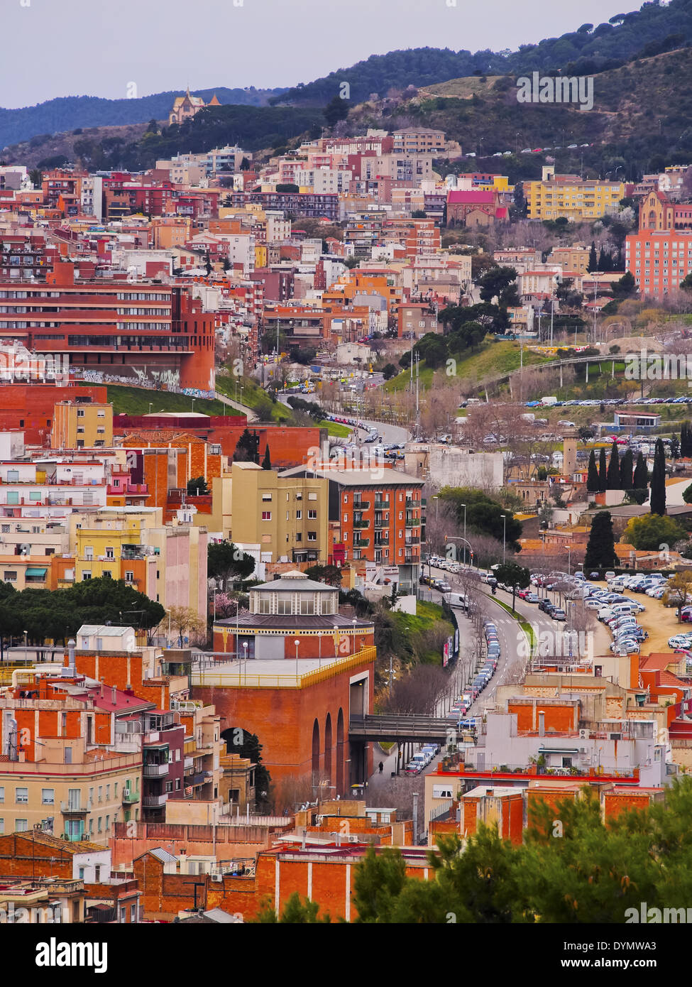 Paesaggio urbano di Barcellona - Vista dal Parc Turo de la Peira, Catalogna, Spagna Foto Stock