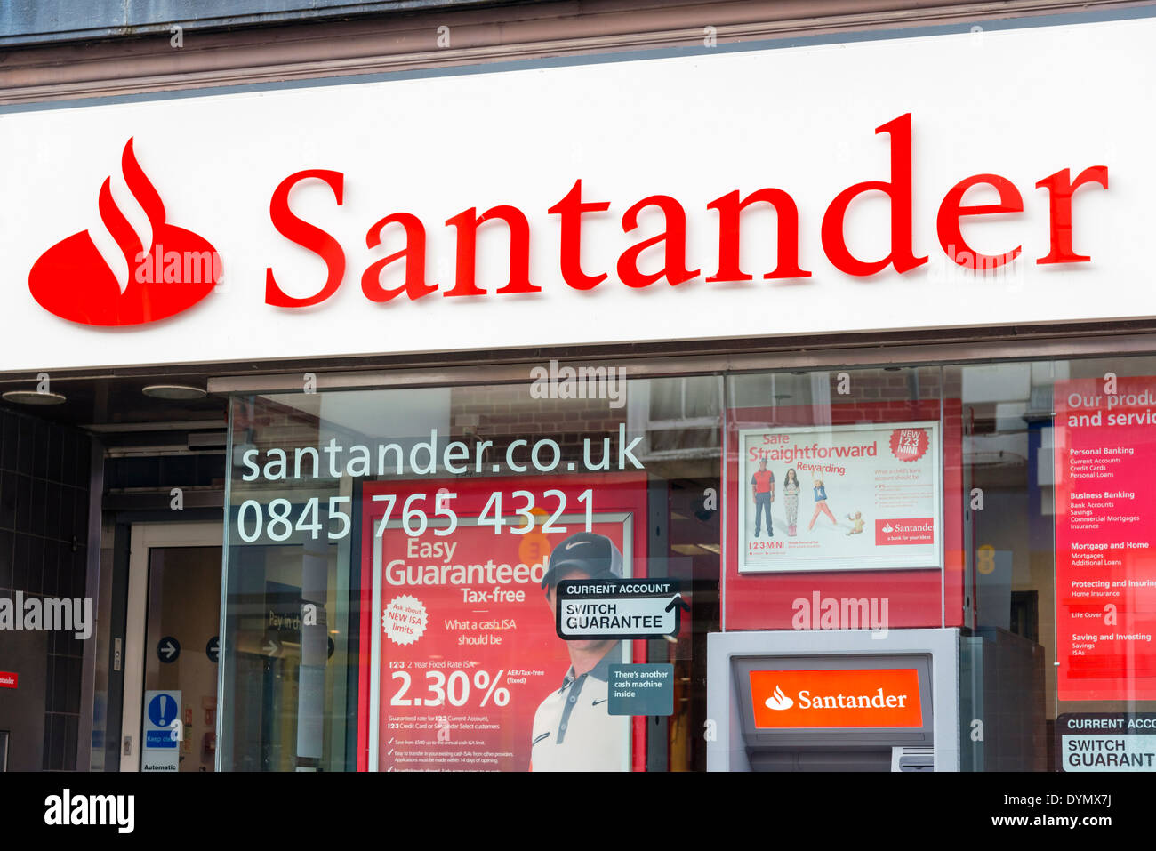 Banca Santander, UK. Foto Stock