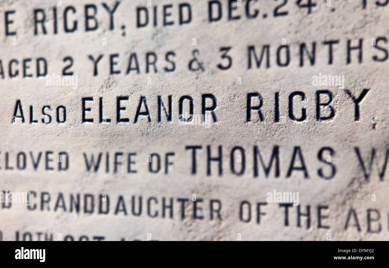 Tomba di Eleanor Rigby in Liverpool. Foto Stock