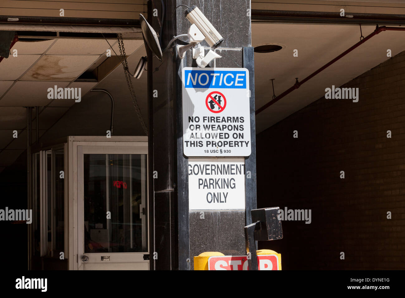 US Government Office parcheggio avviso - Washington DC, Stati Uniti d'America Foto Stock