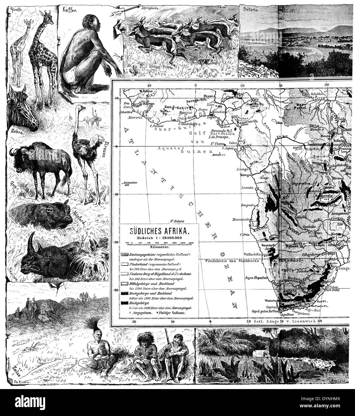 Collage e mappa: Sud Africa, metà sinistra Foto Stock