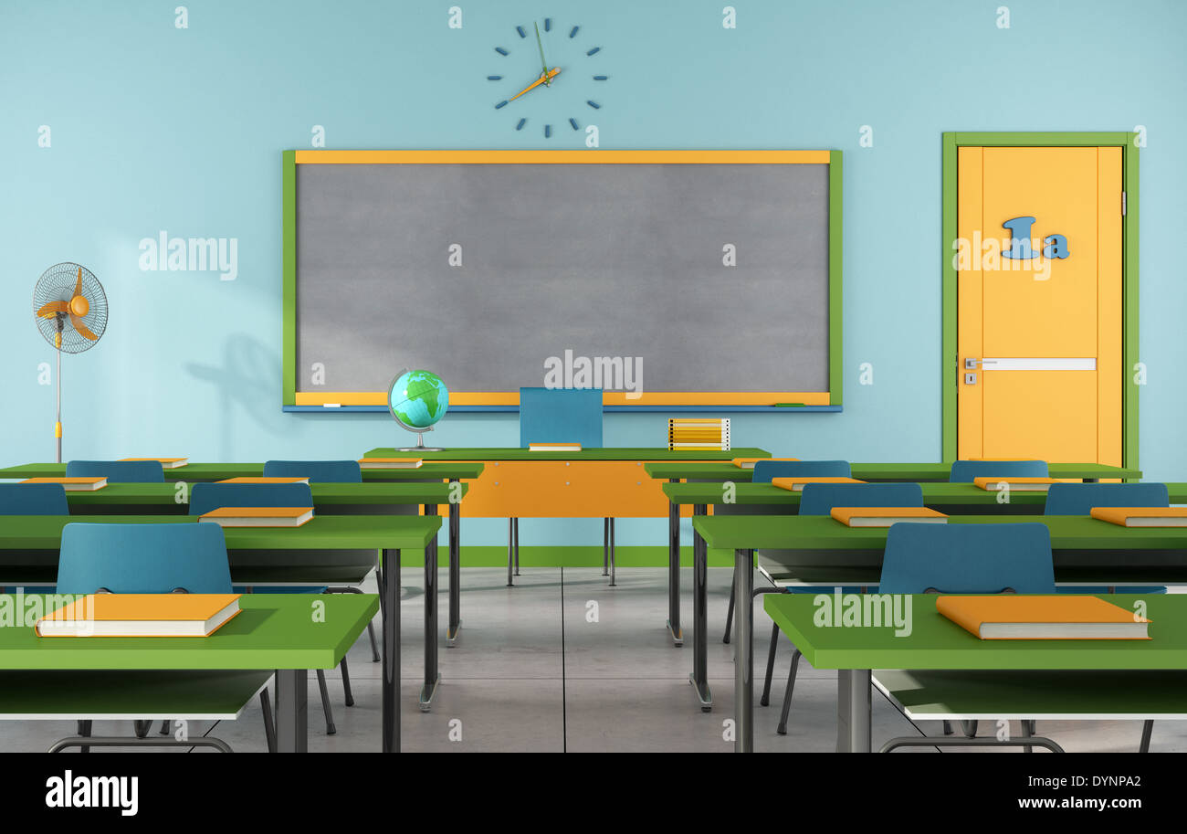 Classe colorati senza studente - il rendering Foto Stock