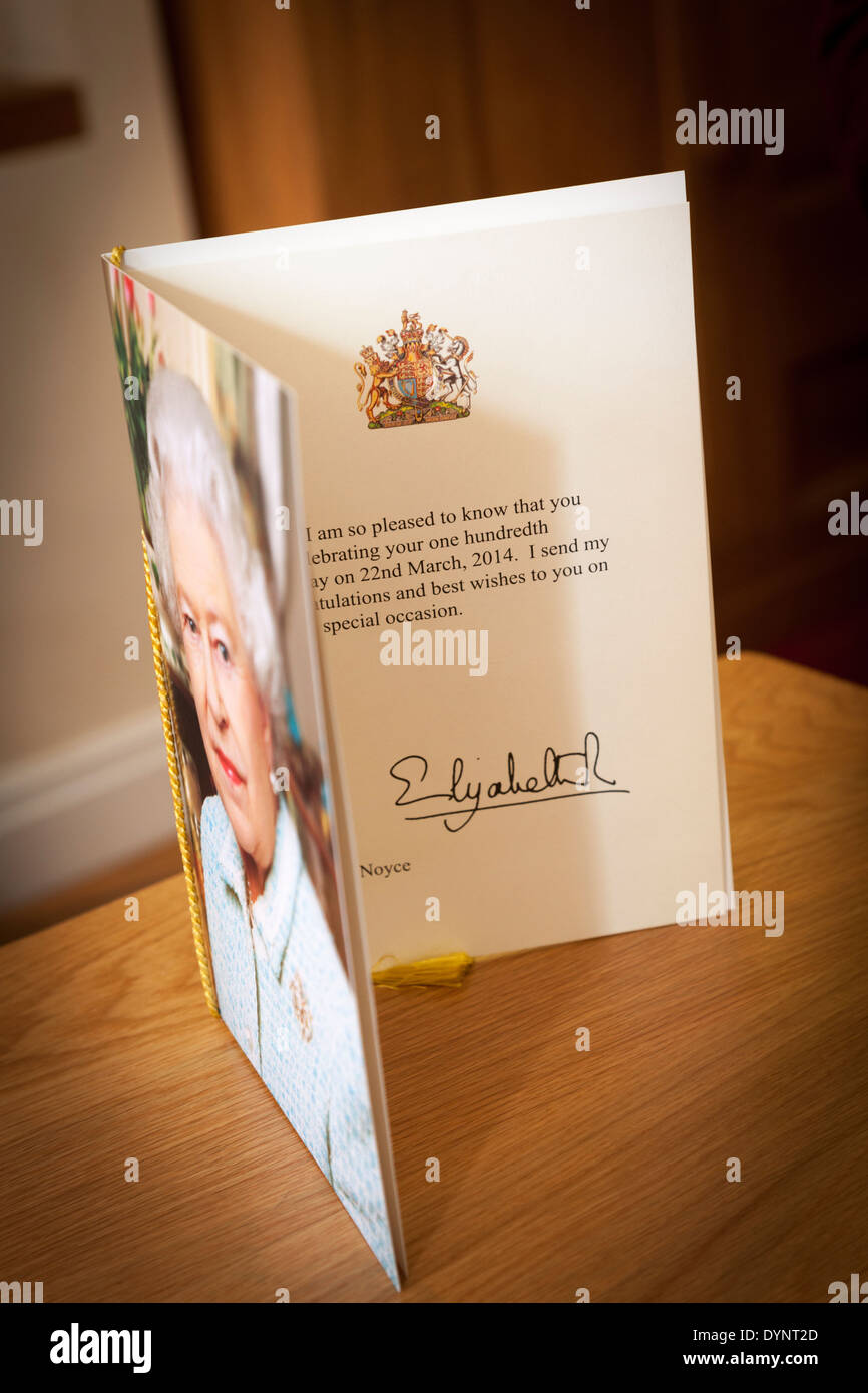 Telegramma di congratulazioni il centesimo compleanno della Regina. Foto Stock
