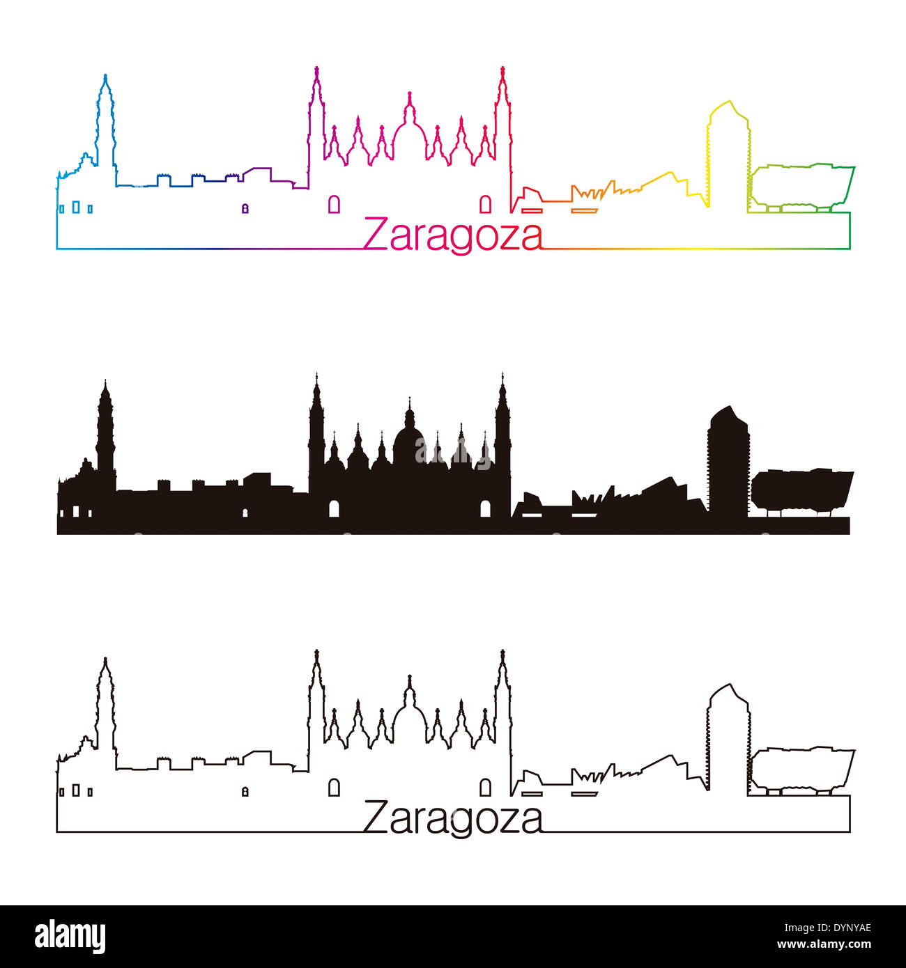 Saragozza skyline stile lineare Foto Stock
