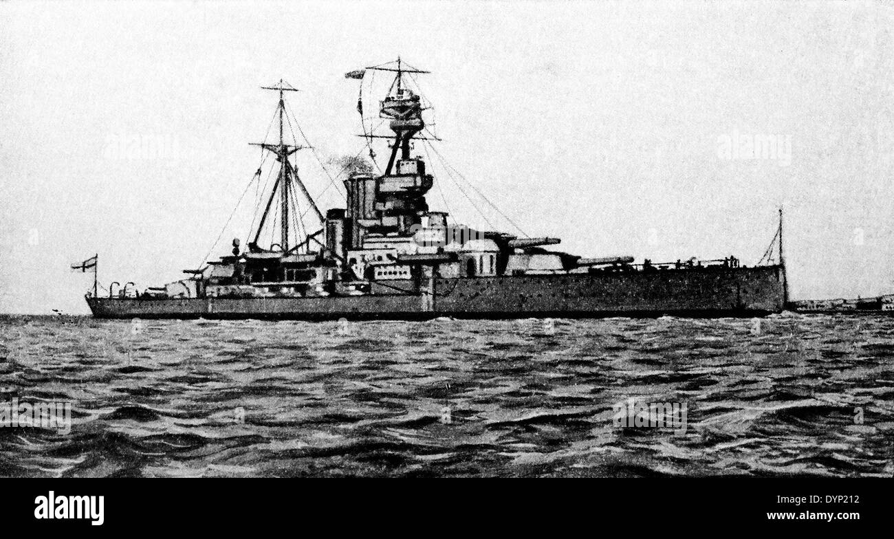 Corazzata HMS Royal Sovereign (1916), Illustrazione da enciclopedia sovietica, 1927 Foto Stock