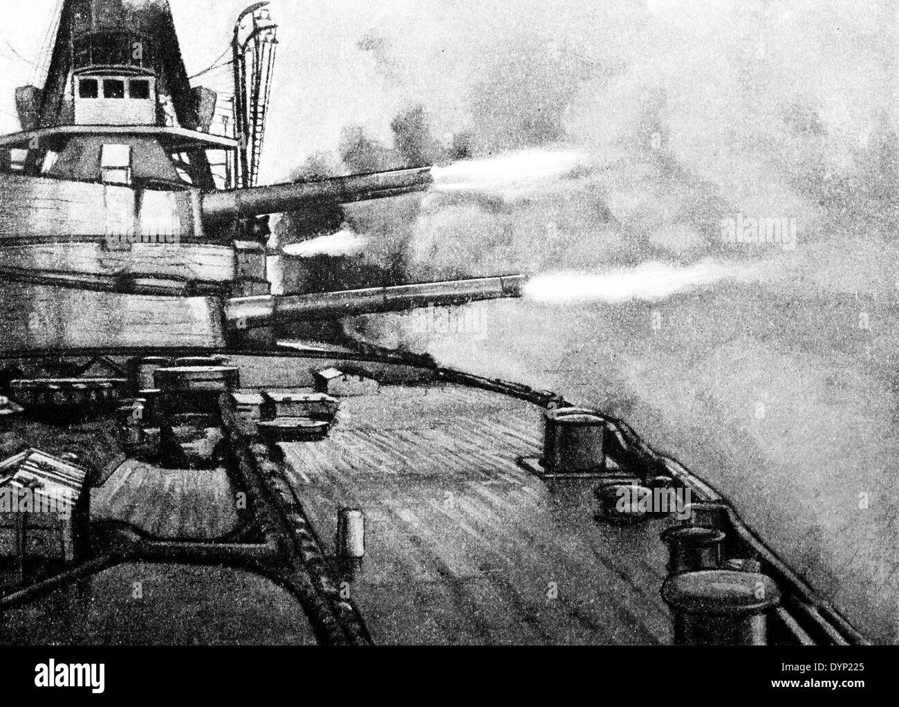 L'artiglieria della corazzata, illustrazione da enciclopedia sovietica, 1927 Foto Stock