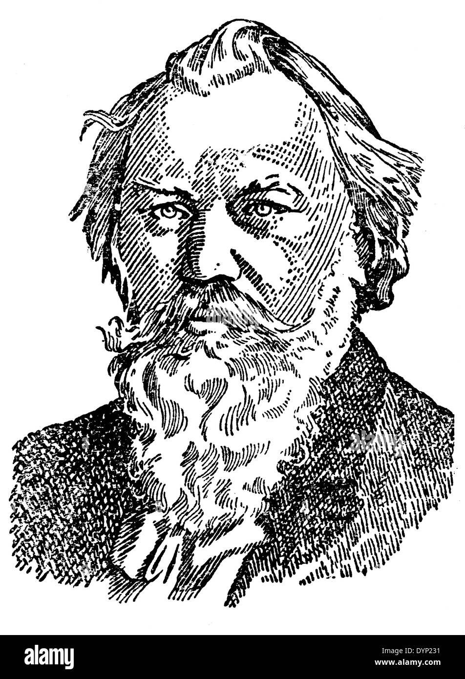 Johannes Brahms (1833-1897), compositore tedesco e il pianista, illustrazione da enciclopedia sovietica, 1927 Foto Stock
