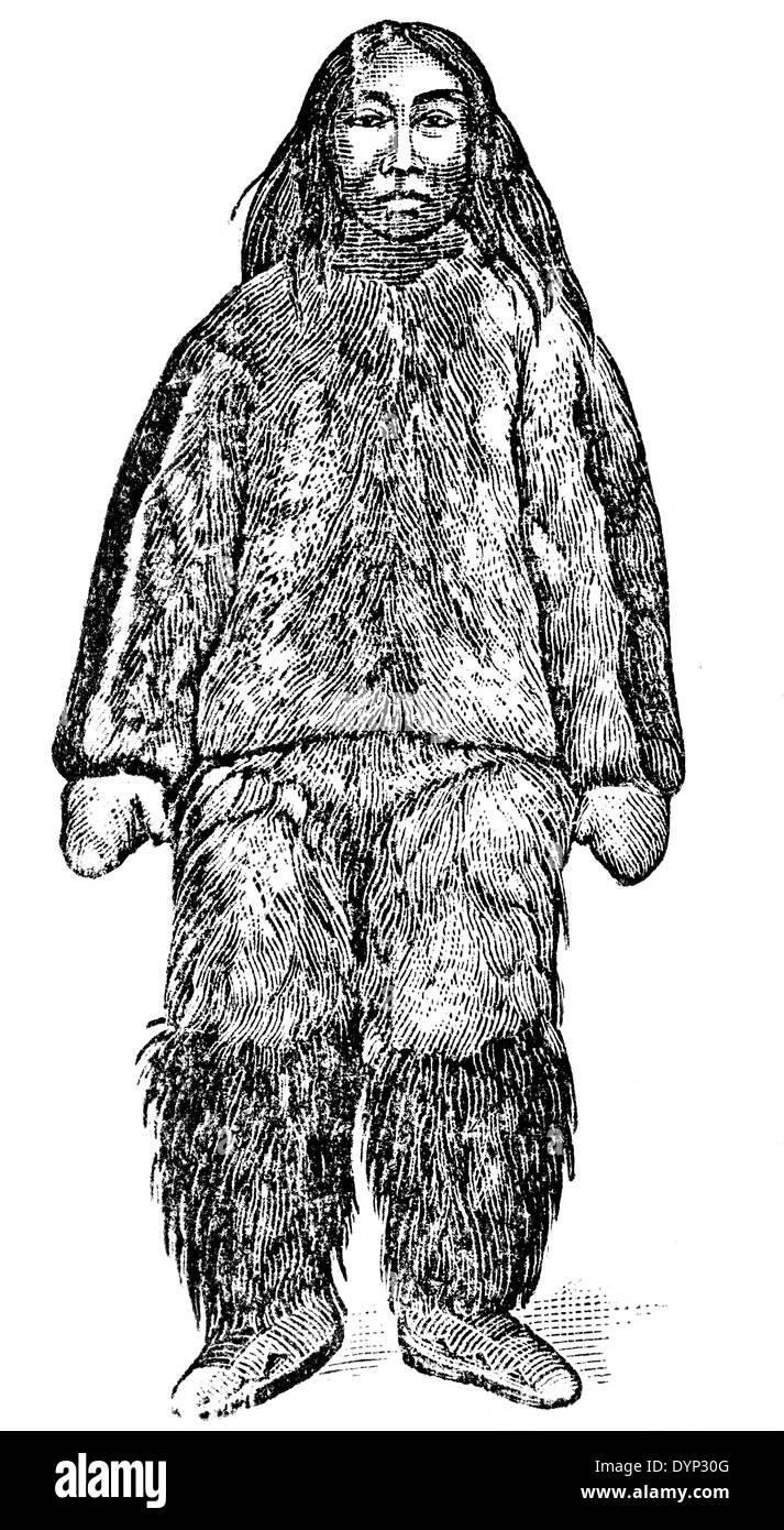 Eschimese uomo in abito tradizionale, Groenlandia, illustrazione da enciclopedia sovietica, 1926 Foto Stock