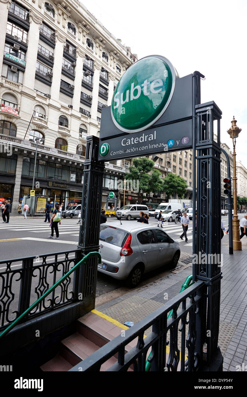 Buenos Aires metropolitana stazione subte catedral ingresso Argentina Foto Stock