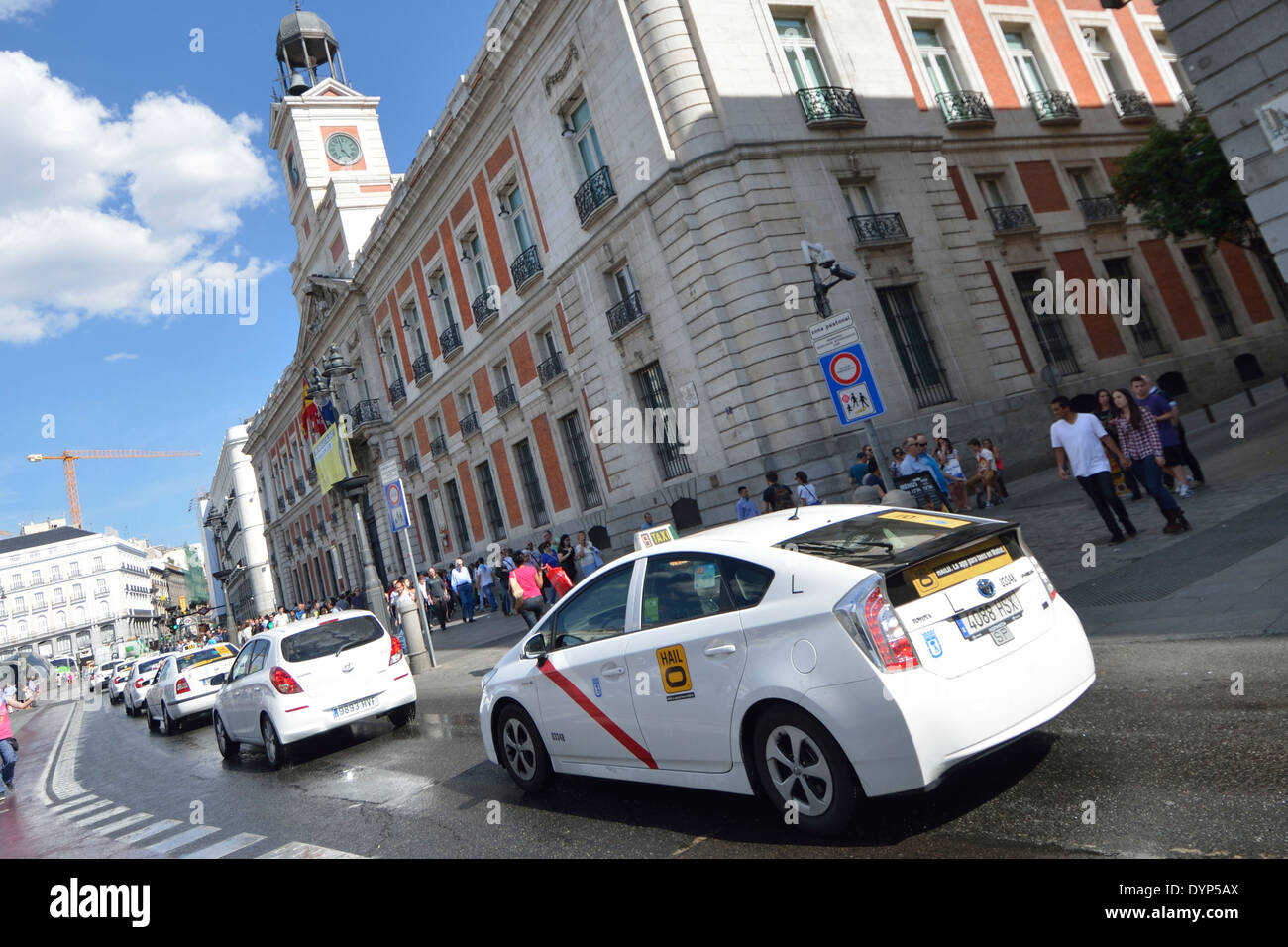 Strada scena Taxi Madrid Foto Stock