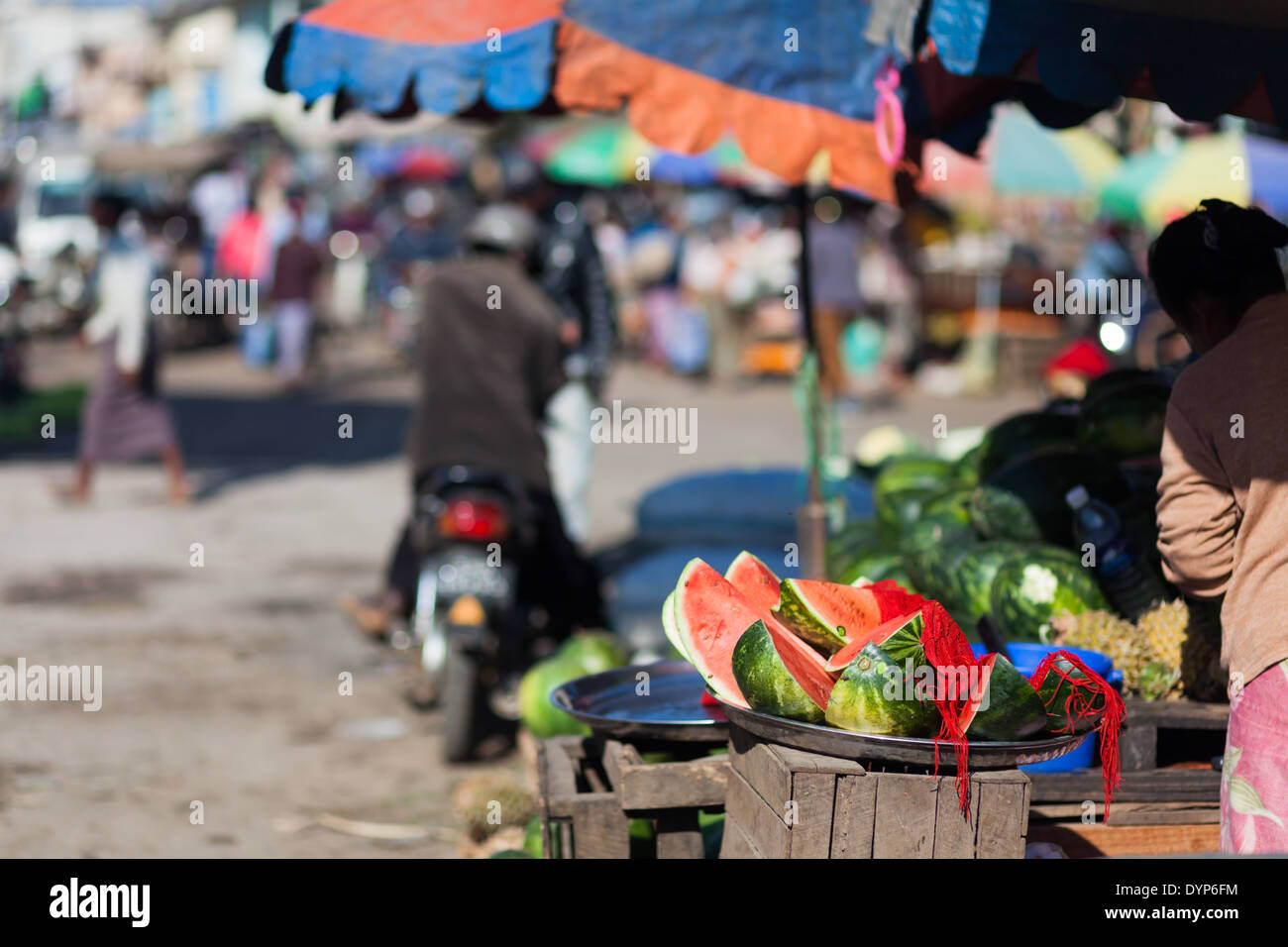 Angurie in stallo in Pyin U Lwin, Mandalay Regione, Myanmar (Birmania) Foto Stock