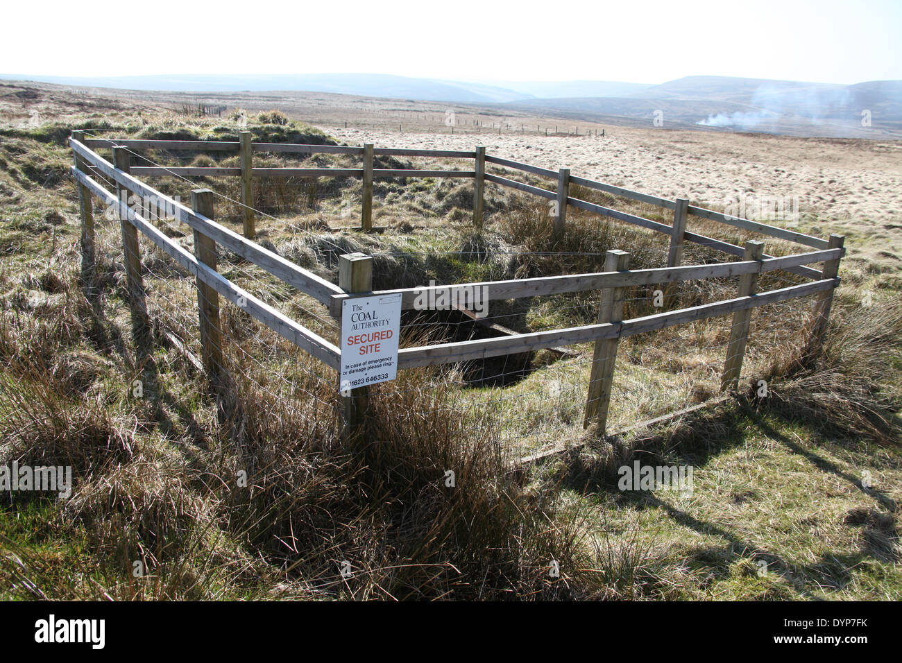 Coal Authority sito fissata sul bordo di Ax nel Peak District Foto Stock