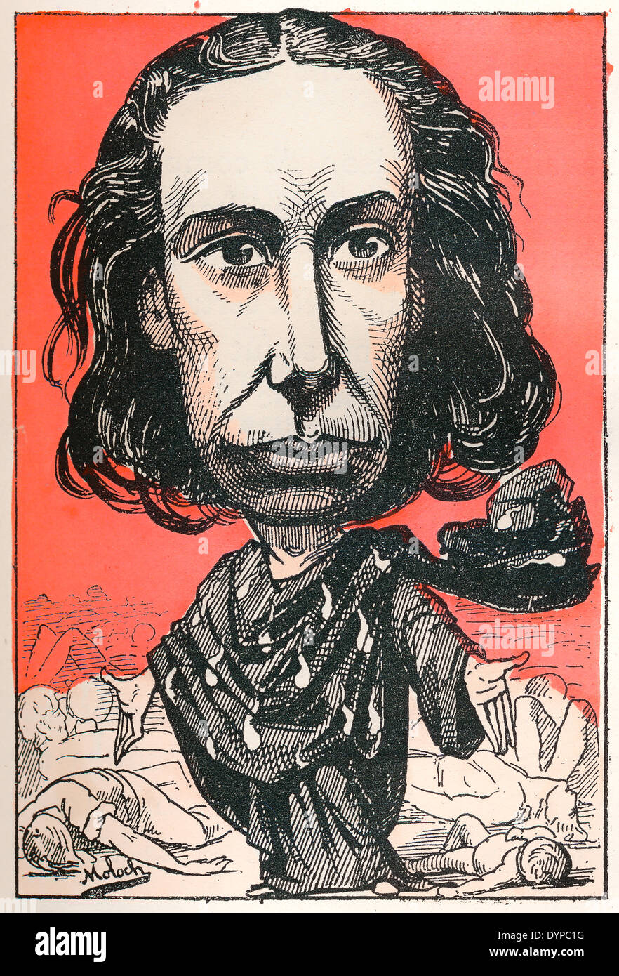Louise Michel 1830-1905, anarchico francese e insegnante di scuola, caricatura politica, 1882, da Alphonse Hector Colomb Foto Stock