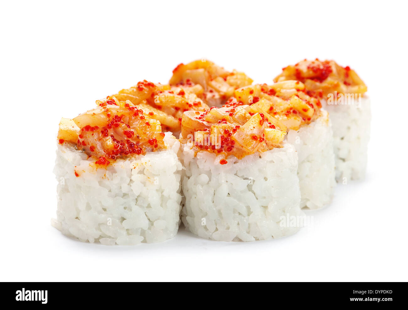 Il cibo giapponese roll isolato su bianco Foto Stock
