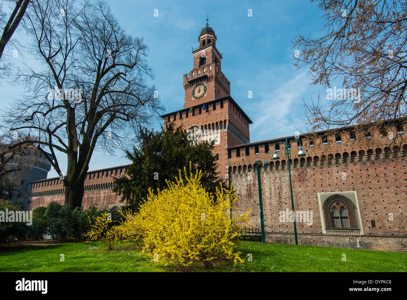 Castello Sforzesco castello medievale, Milano, Lombardia, Italia Foto Stock