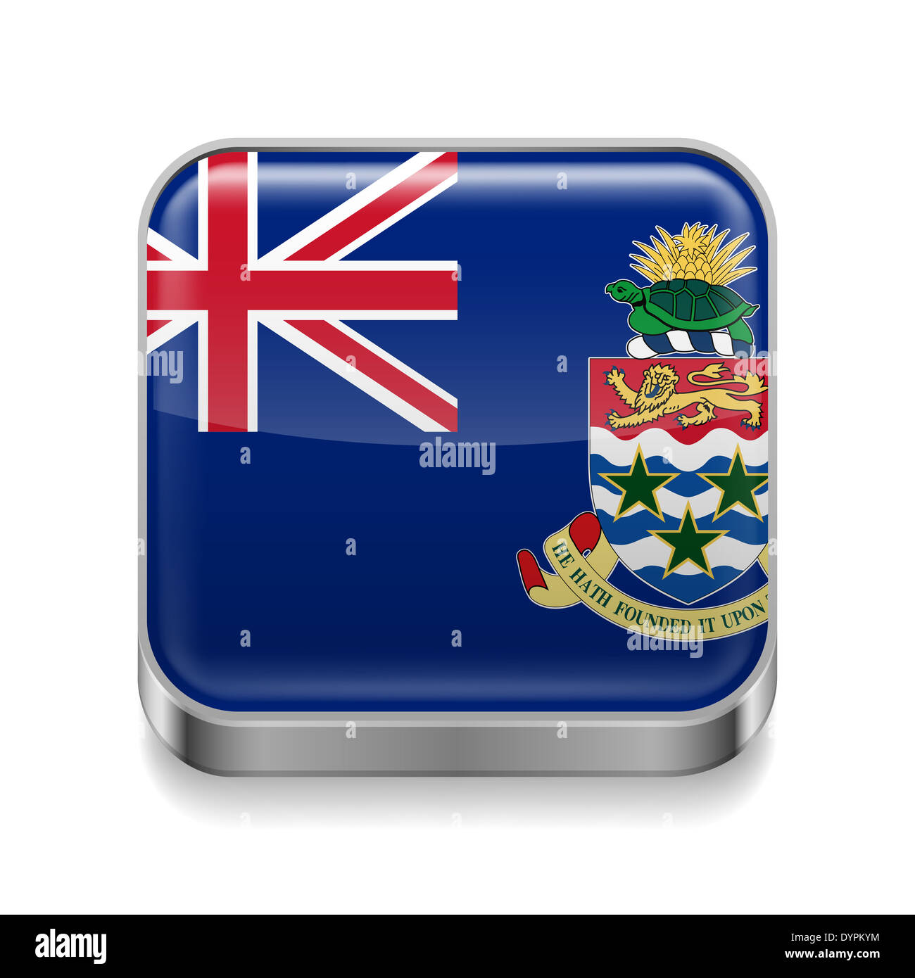 Metallo icona quadrata con colori di bandiera delle Isole Cayman Foto Stock
