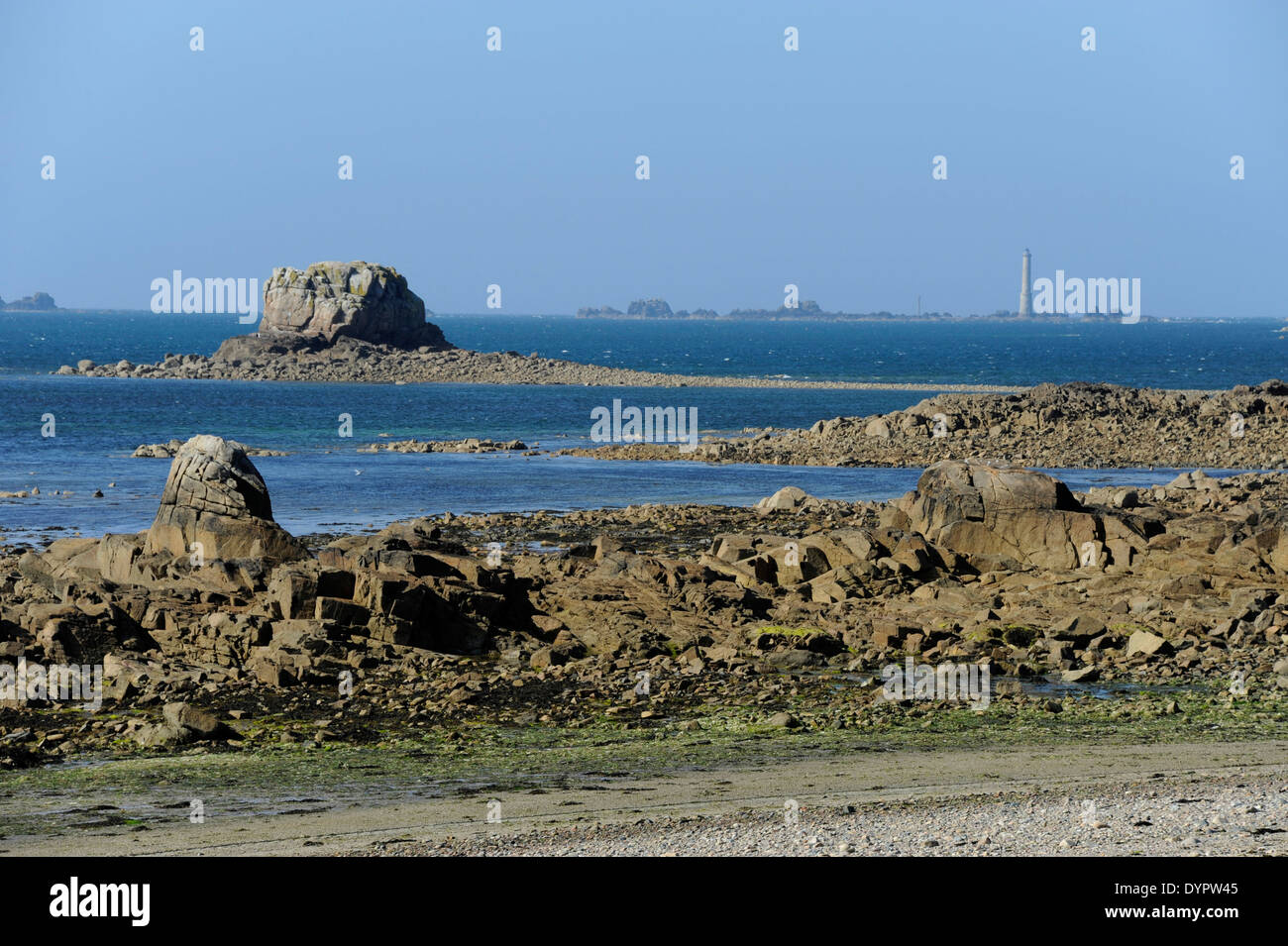 Sillon de Talbert,Pleubian,Phare des Heaux de Brehat,vicino a Paimpol,Cotes-d'Armor,Bretagne,Brittany,Francia Foto Stock