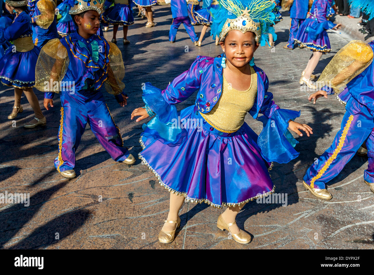 Bambini Street Parade, Cozumel Carnevale, Isola di Cozumel, Quintana Roo, Messico Foto Stock