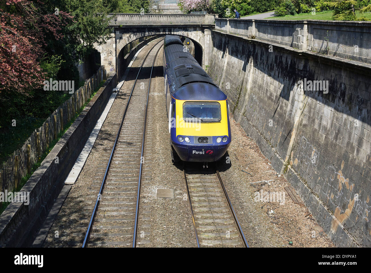 Intercity 125 Treno in avvicinamento Bath Spa stazione. Foto Stock