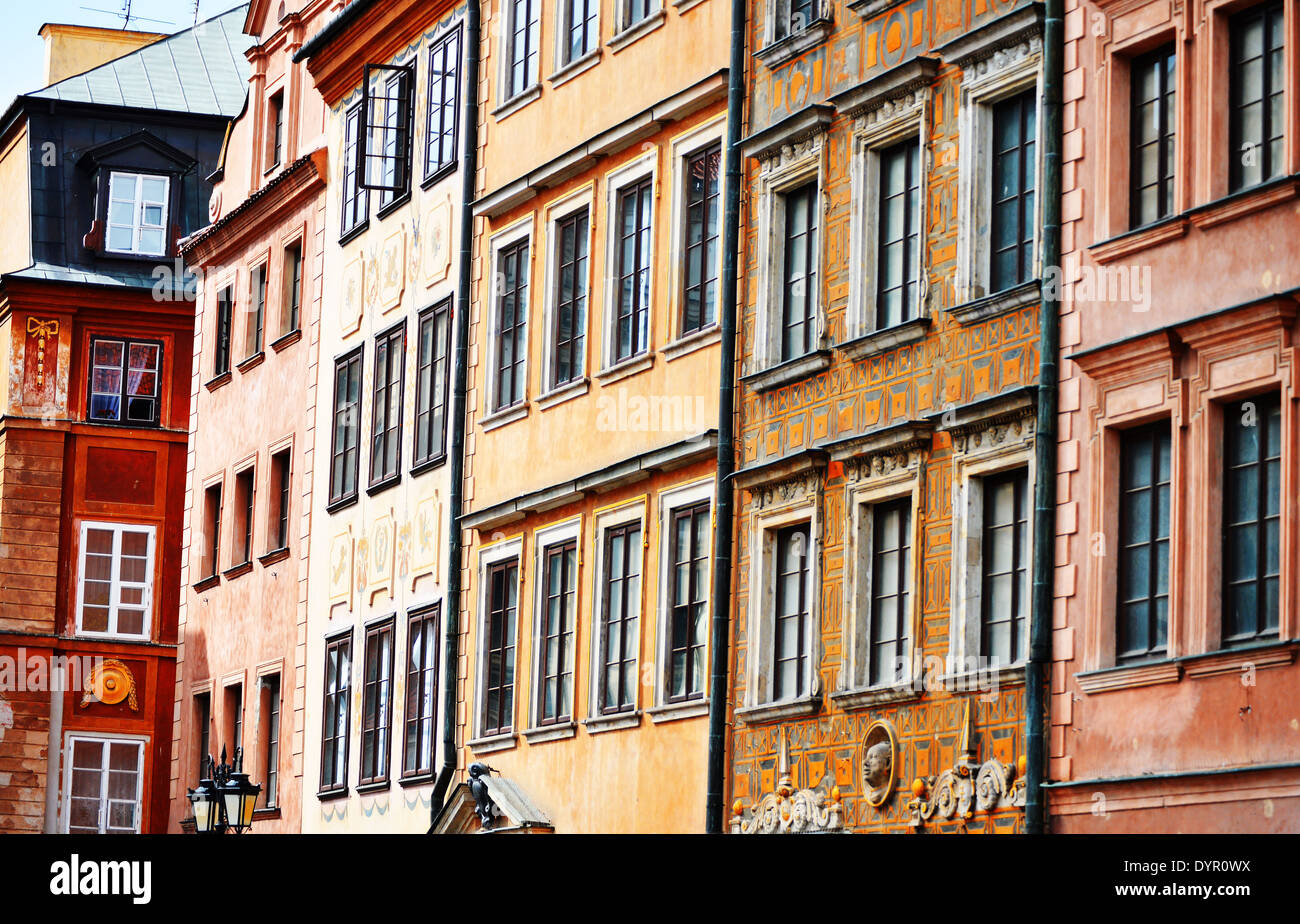 Architettura della Città Vecchia a Varsavia, Polonia Foto Stock