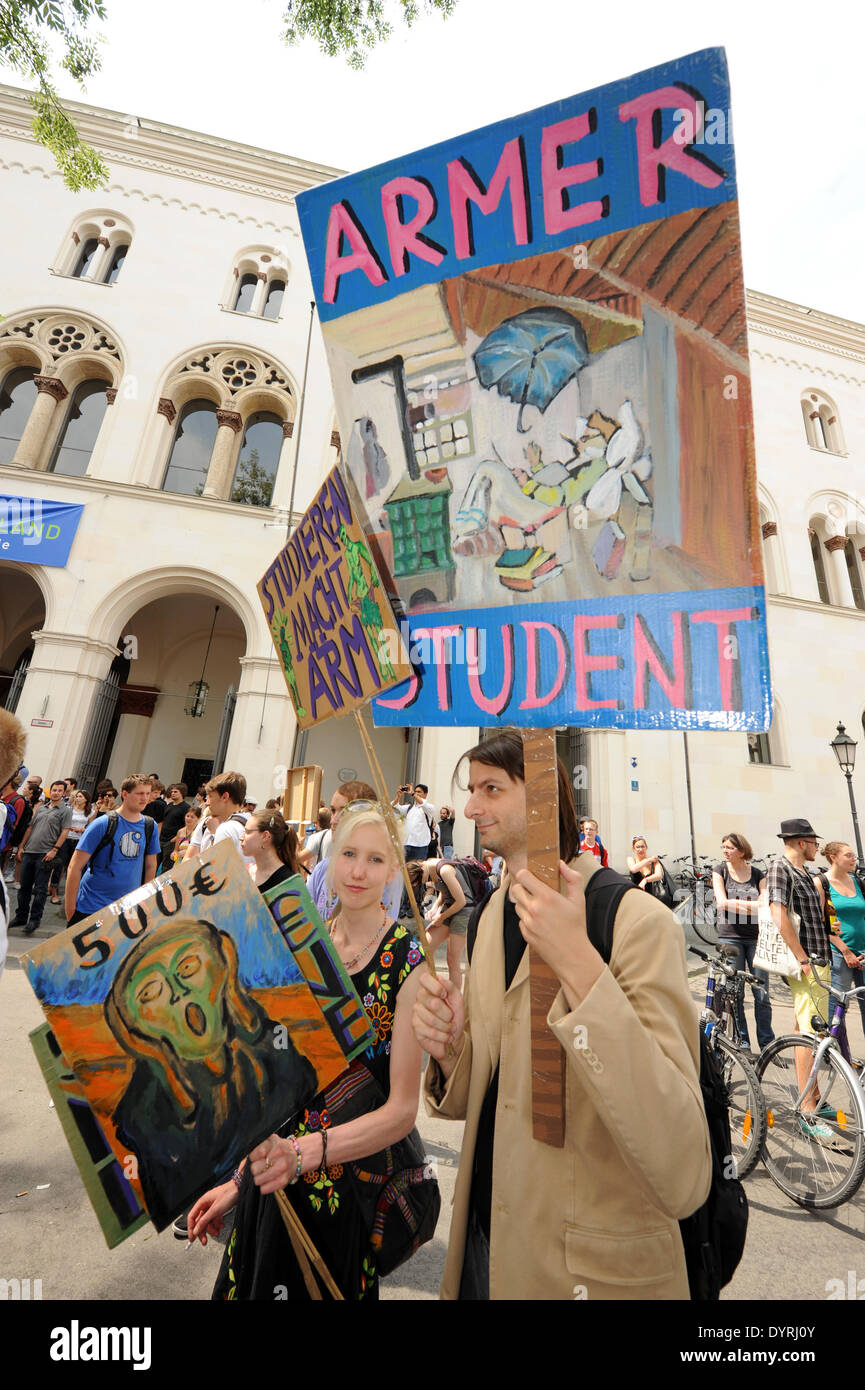 La protesta contro le tasse di iscrizione a Monaco di Baviera, 2011 Foto Stock