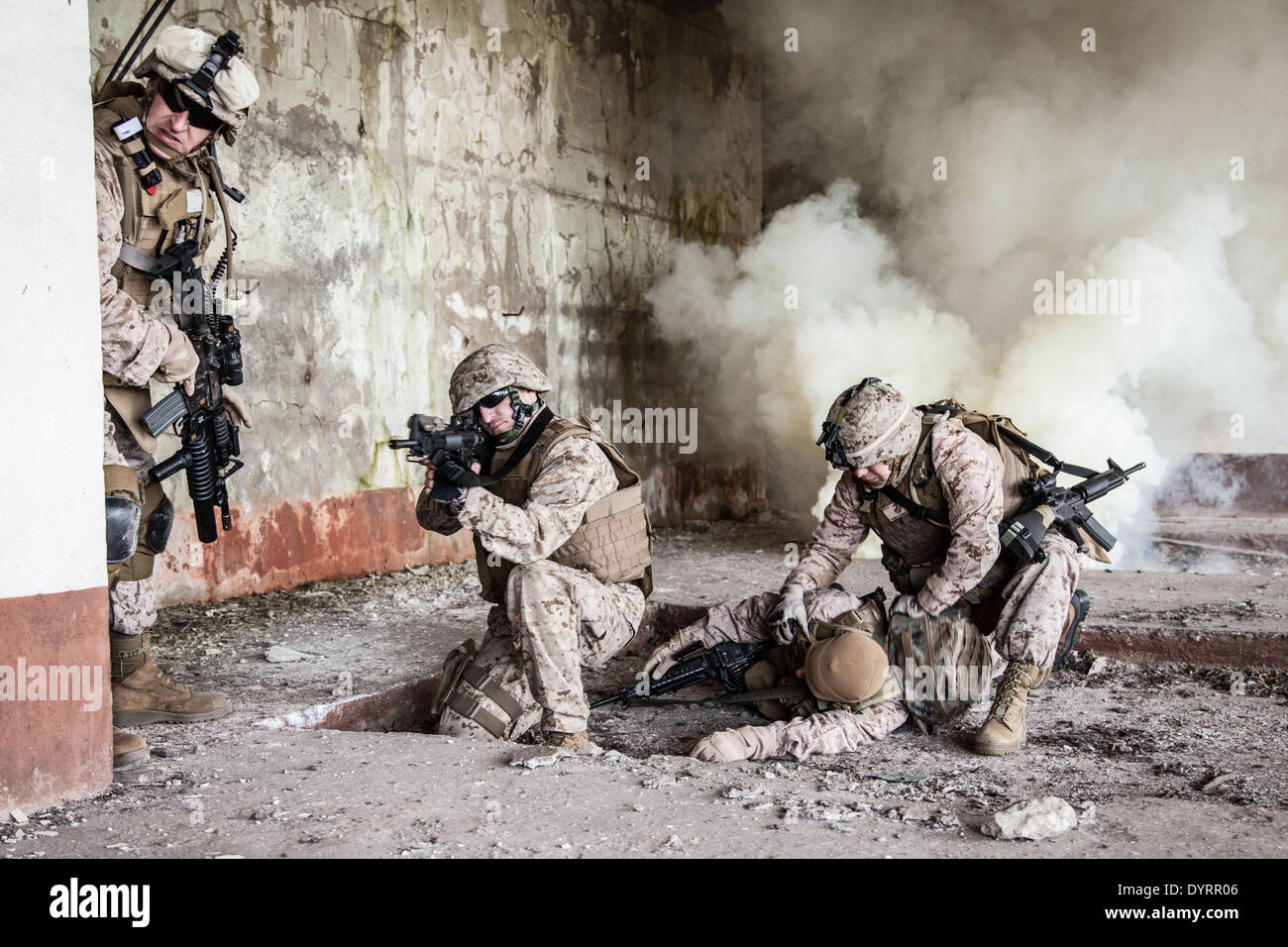 Marines americani in azione Foto Stock