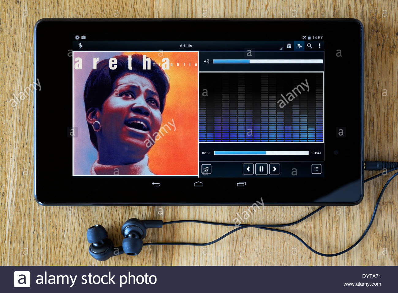 Aretha Franklin MP3 le copertine degli album su PC tablet, Inghilterra Foto Stock