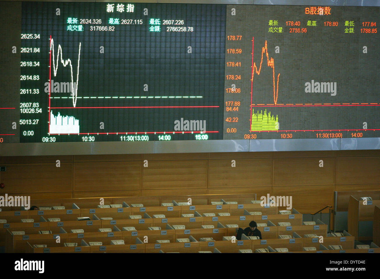 Il lavoro dei dipendenti al piano commerciale di Shanghai Stock Exchange in Shanghai Foto Stock