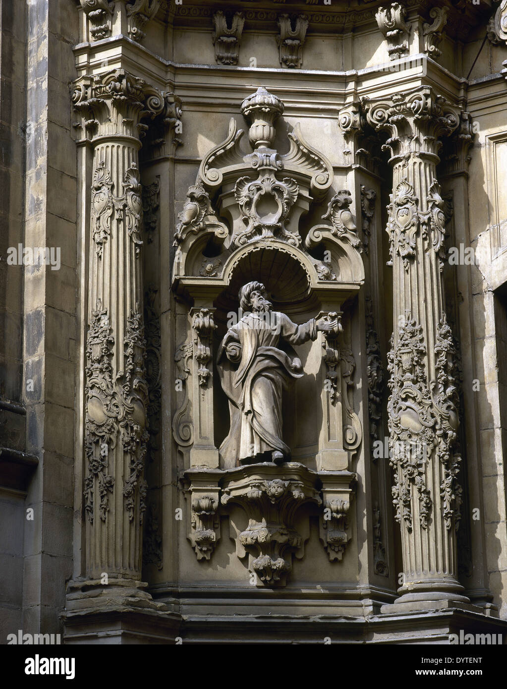 Spagna. Paese basco. San Sebastian. Basilia di Santa Maria del coro. Il barocco. Dettaglio. Foto Stock
