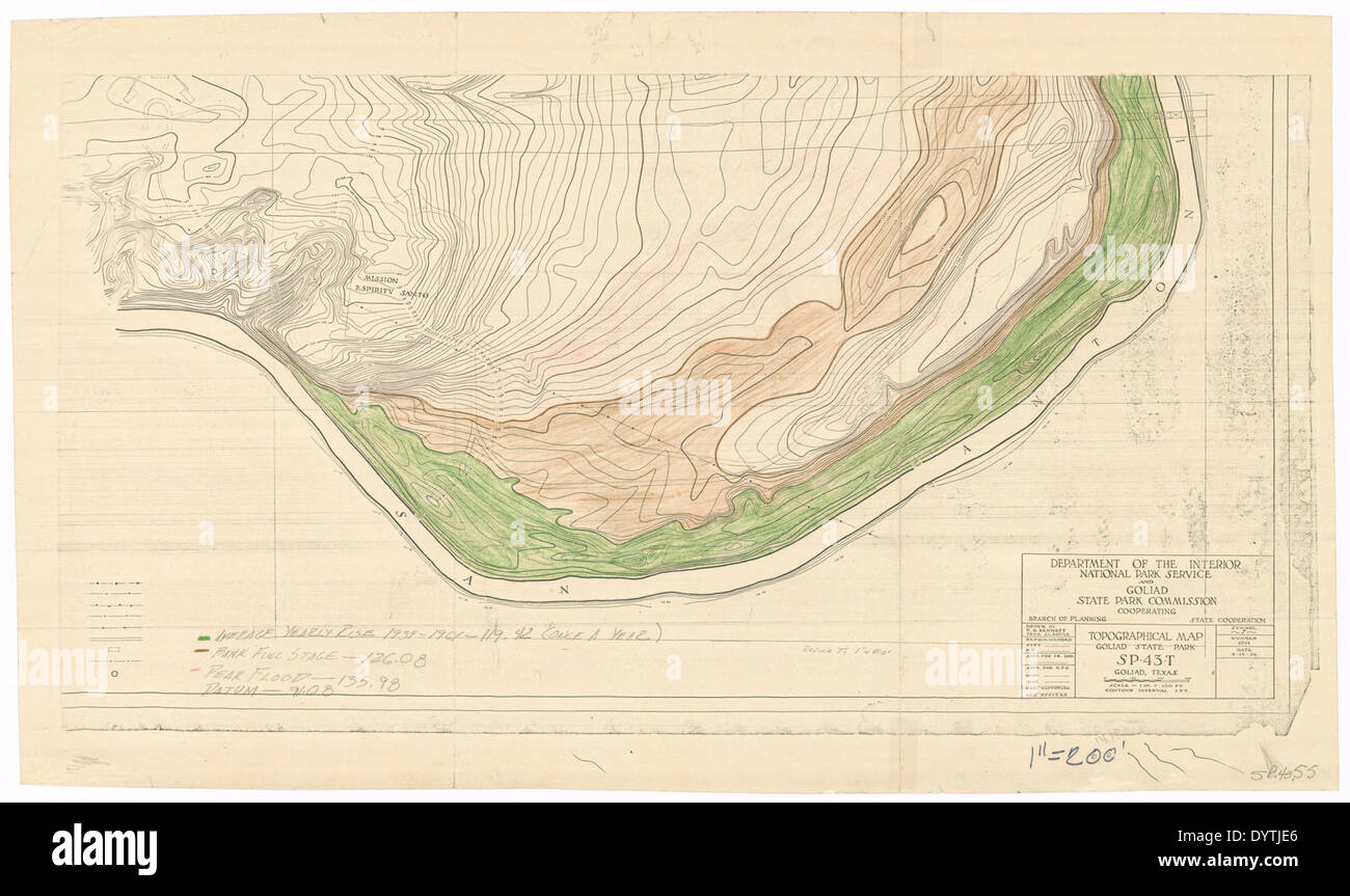 Goliad State Historical Park - Mappa topografica - SP.43.55 Foto Stock