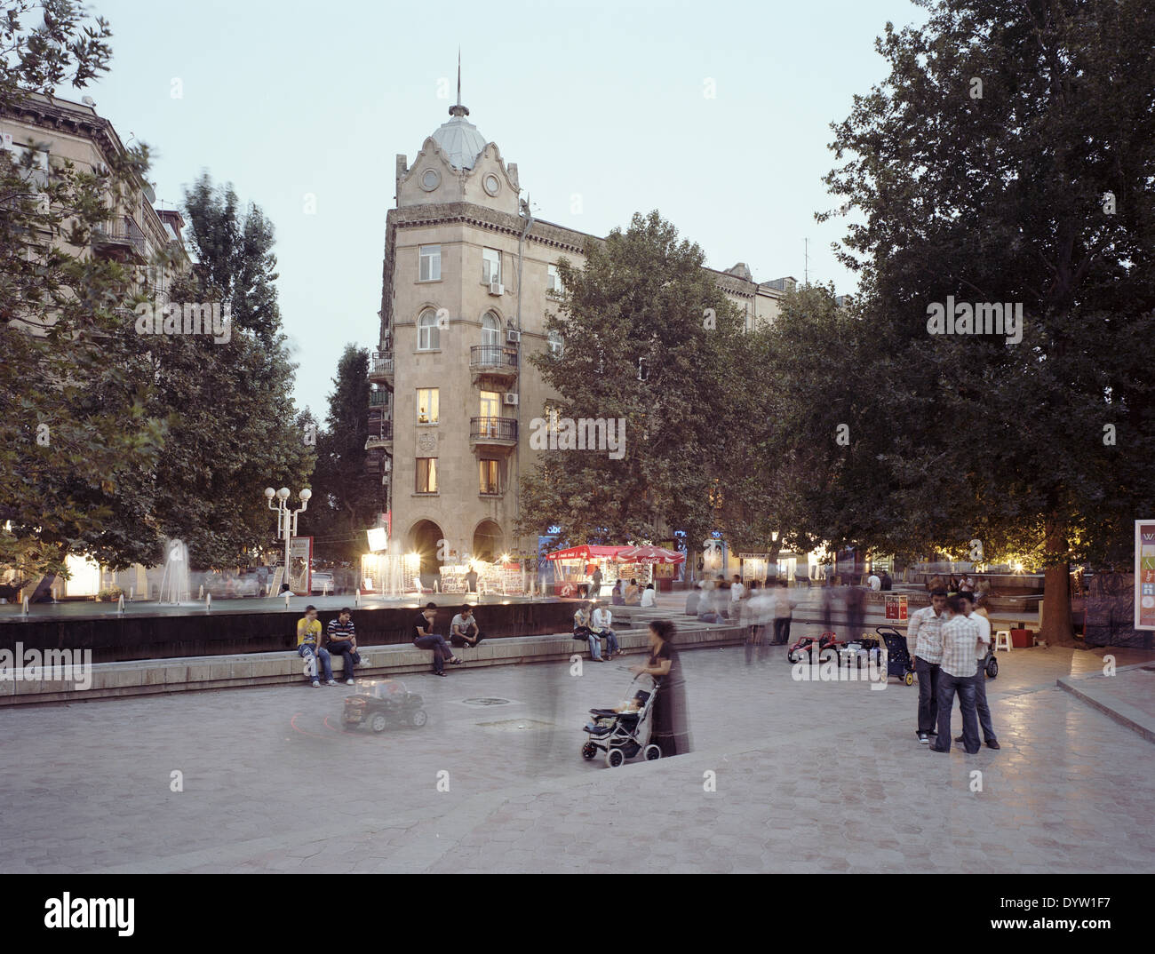 La città di Baku: fontane Square Foto Stock