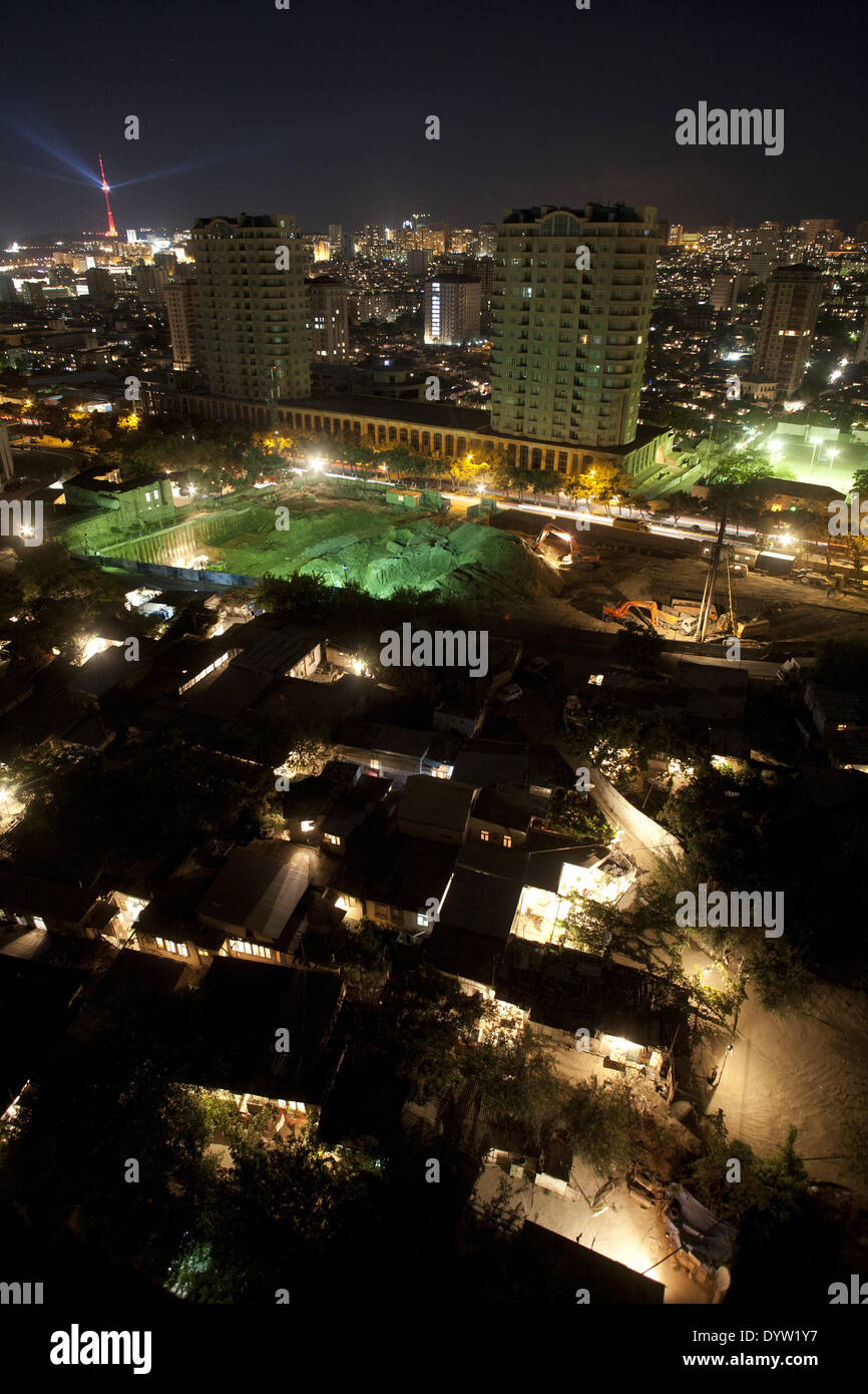 Notte vista panorama di Baku Foto Stock