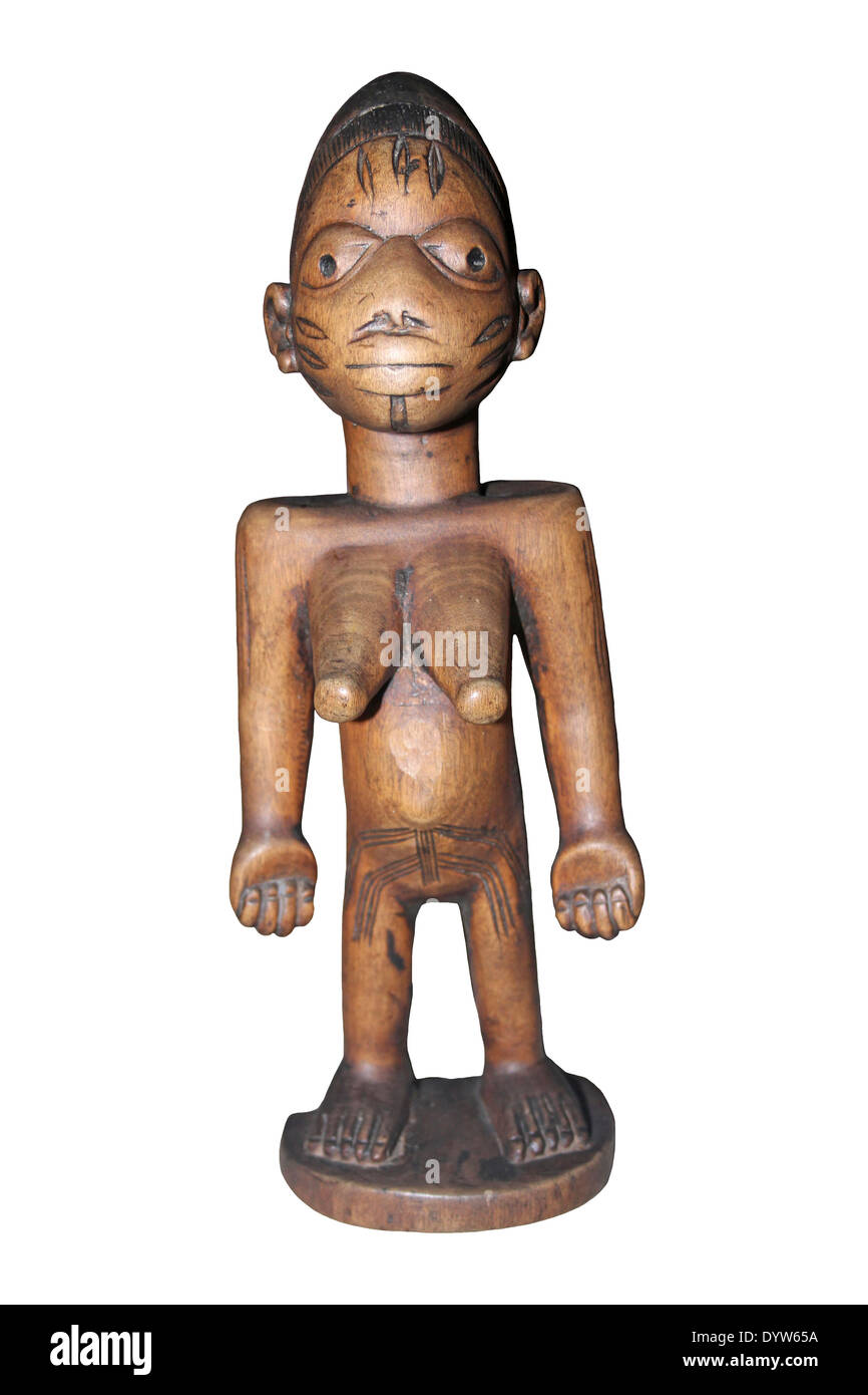 Ibeji femmina figura, popolazione Yoruba, Abeokuta, Nigeria c1900 Foto Stock