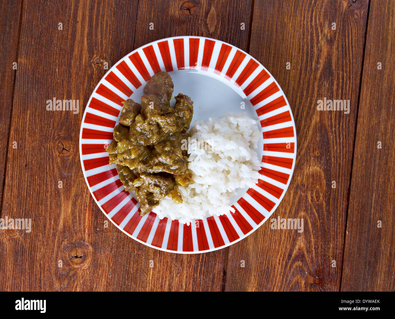 Indiano Curry di manzo con riso basmati Foto Stock