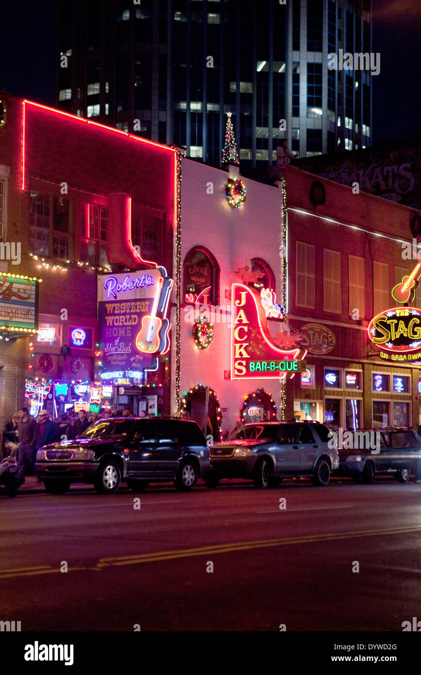 Jack's bar-b-que con le luci di Natale, Nashville, TN Foto Stock