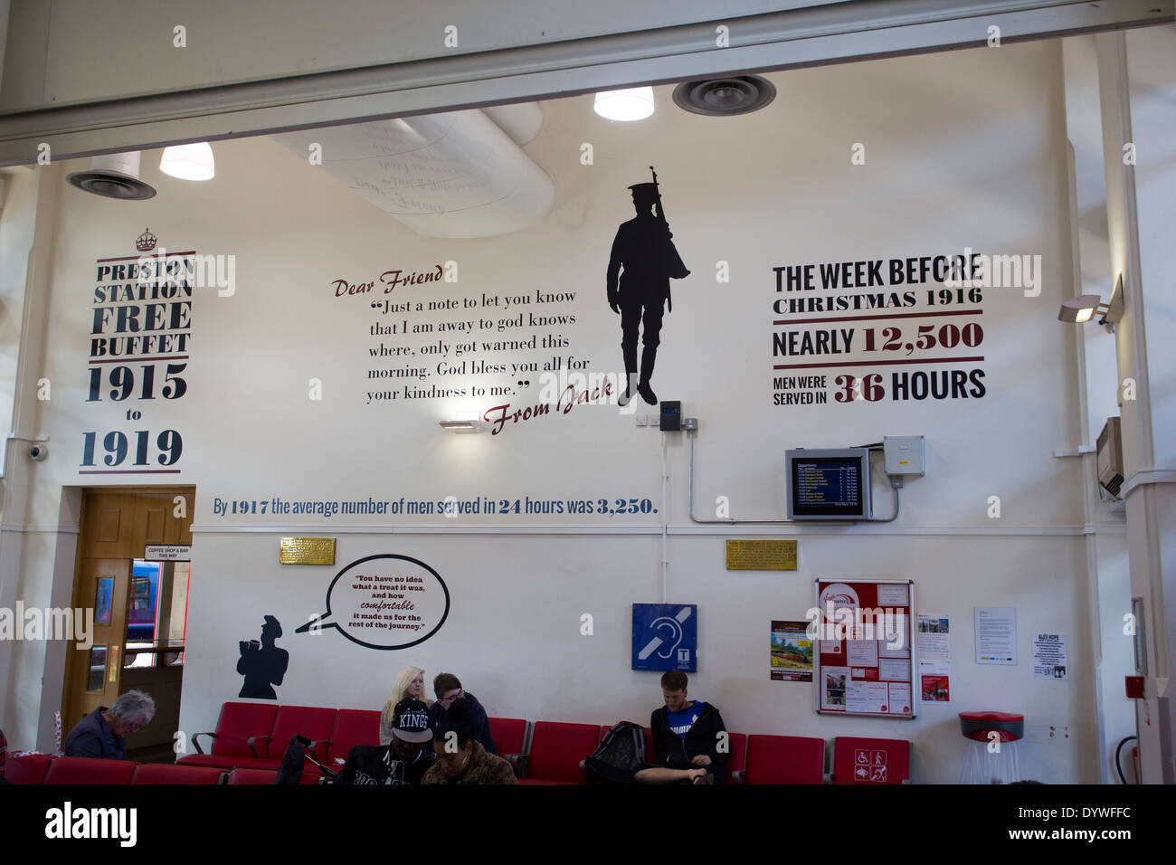 Preston Railway - Treno : stazione di guerra mondiale 1 commemorazione buffet stazione di Preston Buffet libero da 1915 a 1919 Foto Stock