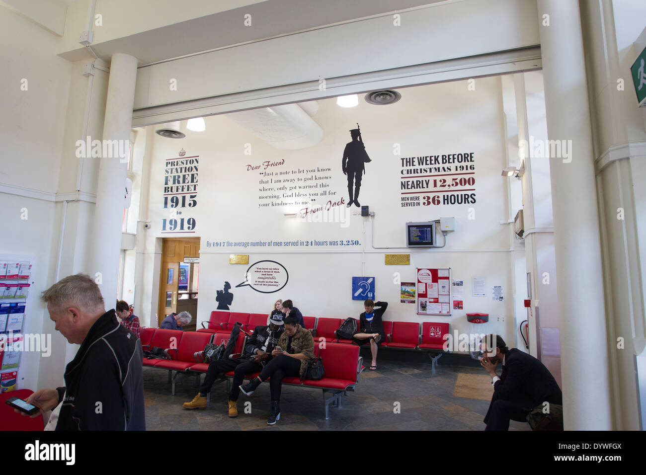 Preston Railway - Treno : stazione di guerra mondiale 1 commemorazione buffet stazione di Preston Buffet libero da 1915 a 1919 Foto Stock