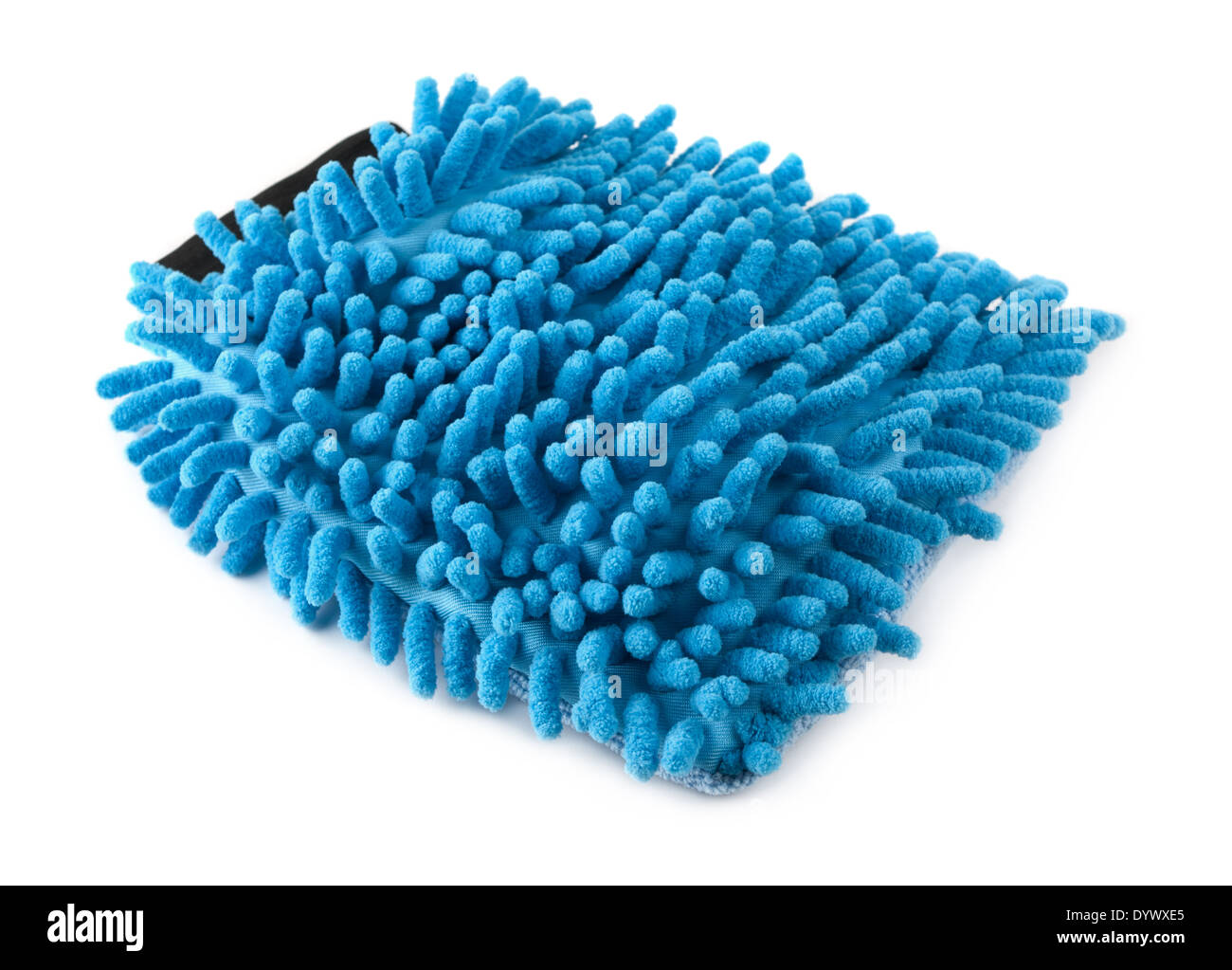Guanto da bagno loofah blu su sfondo bianco Foto Stock