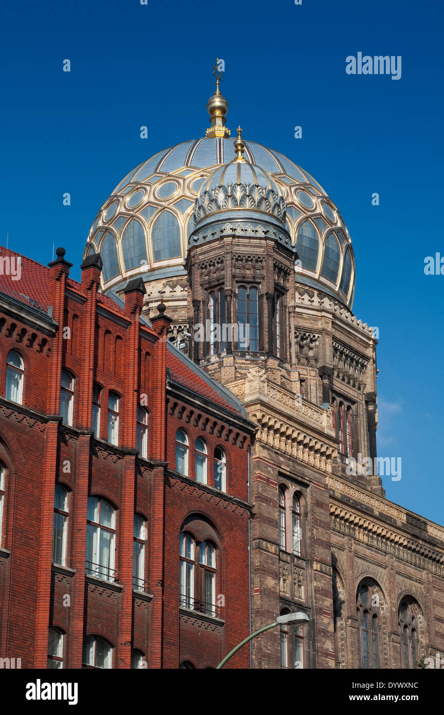 Germania, Berlino, Oranienburger Strasse, la Nuova Sinagoga Foto Stock